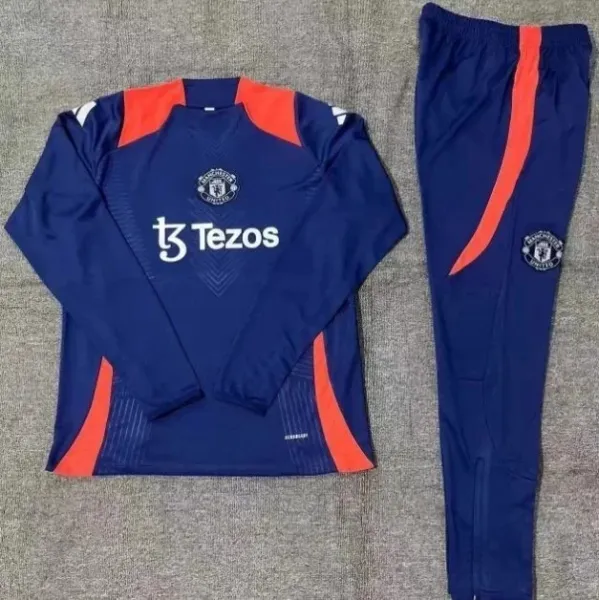 Manchester United x Tezos Training Tracksuit Navy Orange - 1