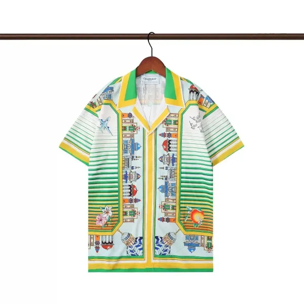 Casablanca Cityscape Print Short-Sleeve Shirt Multicolor - 1