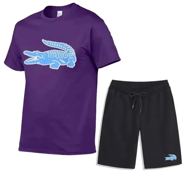 Lacoste Crocodile Logo Black T-Shirt and Shorts Set - 6