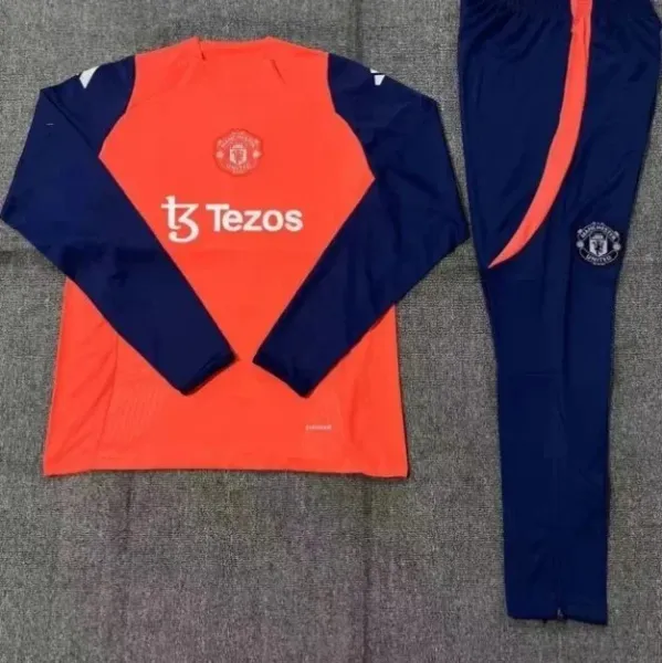 Manchester United x Tezos Training Tracksuit Orange/Navy - 1