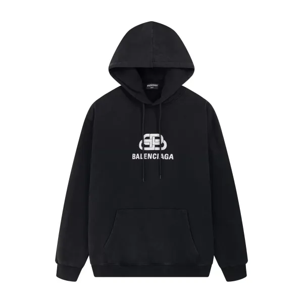 Balenciaga BB Logo Black Hoodie - 1