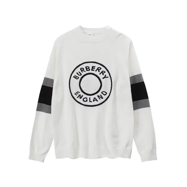Burberry Logo Intarsia Knit Sweater White - 1