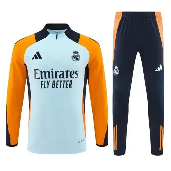Adidas Real Madrid Training Tracksuit Light Blue Orange Navy - 1