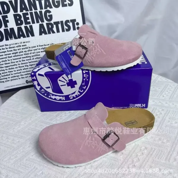 Birkenstock Boston Clog Pink Suede Shoes - 1