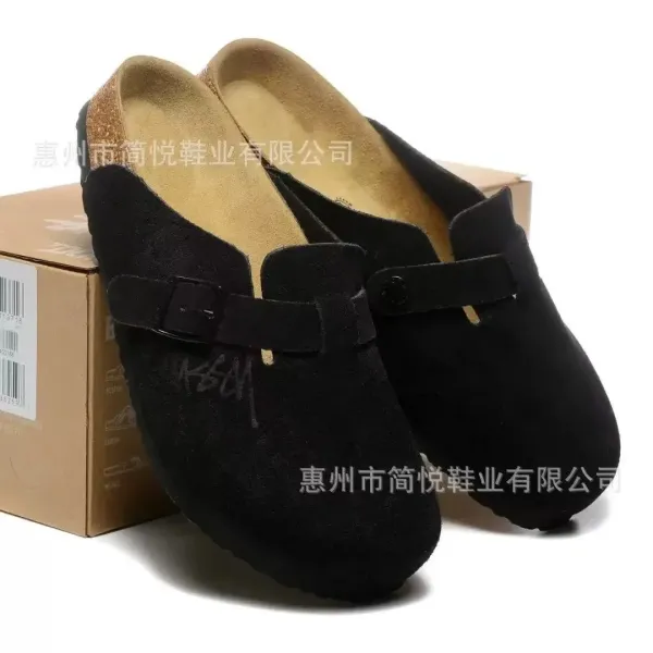 Birkenstock Boston Black Suede Clog Shoes - 1