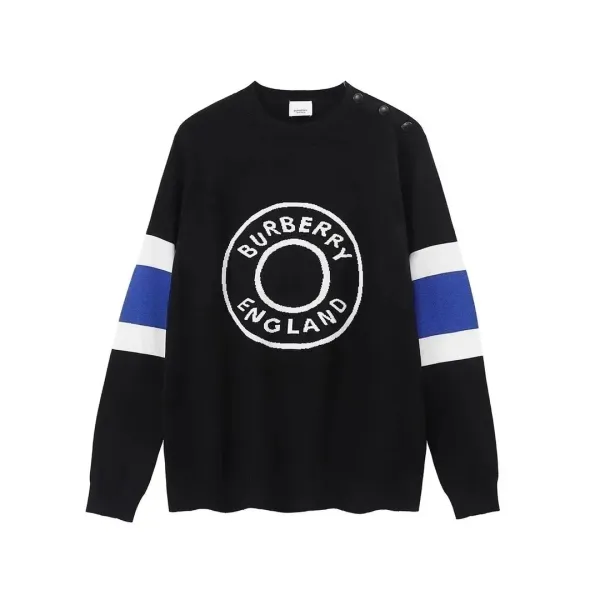 Burberry Logo Intarsia Knit Sweater Black - 1