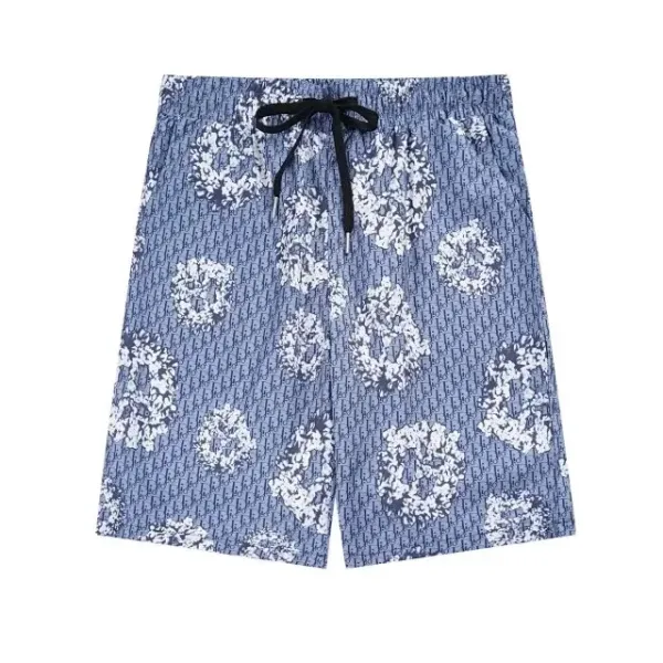 Dior Oblique Floral Print Blue Shorts - 1