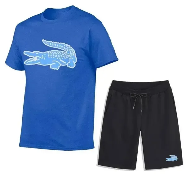 Lacoste Crocodile Logo Black T-Shirt and Shorts Set - 7