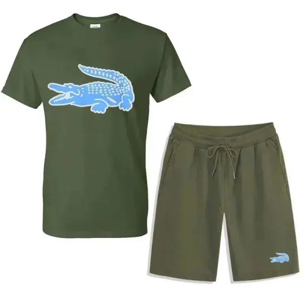 Lacoste Crocodile Logo Black T-Shirt and Shorts Set - 3