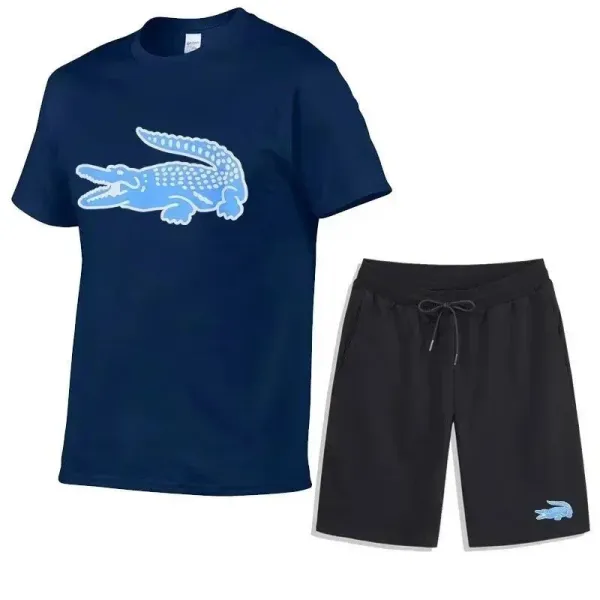 Lacoste Crocodile Logo Black T-Shirt and Shorts Set - 11