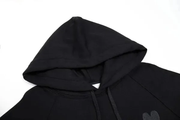 Ami Paris Heart Logo Hoodie Beige - 10