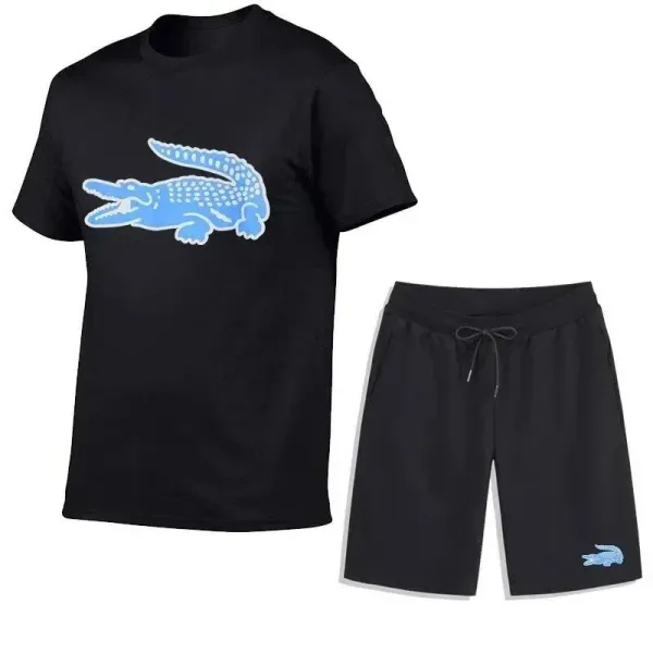 Lacoste Crocodile Logo Black T-Shirt and Shorts Set - 1