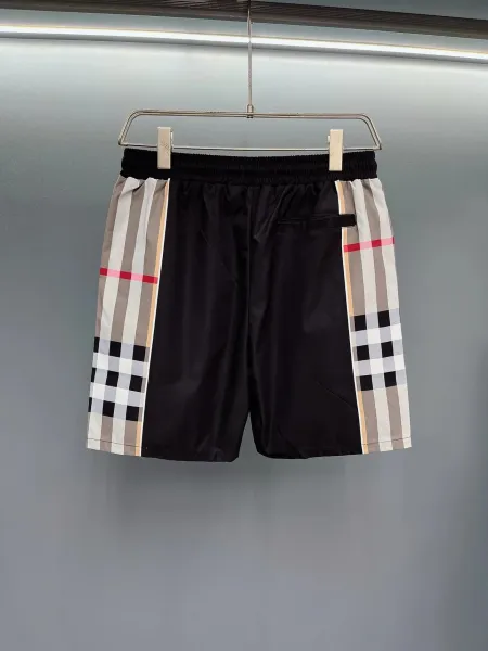 Burberry Equestrian Knight Print Shorts Navy with Vintage Check Side Panels - 10