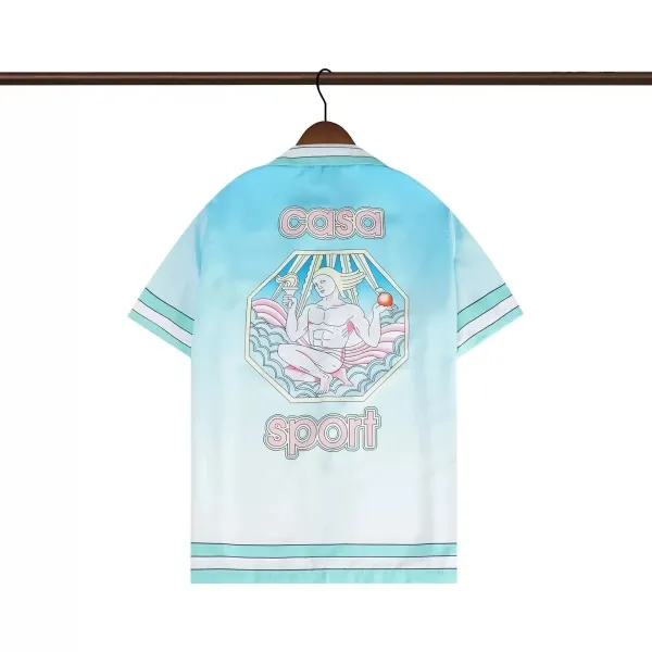 Casa Sport Graphic Silk-Blend Shirt Light Blue Gradient - 1