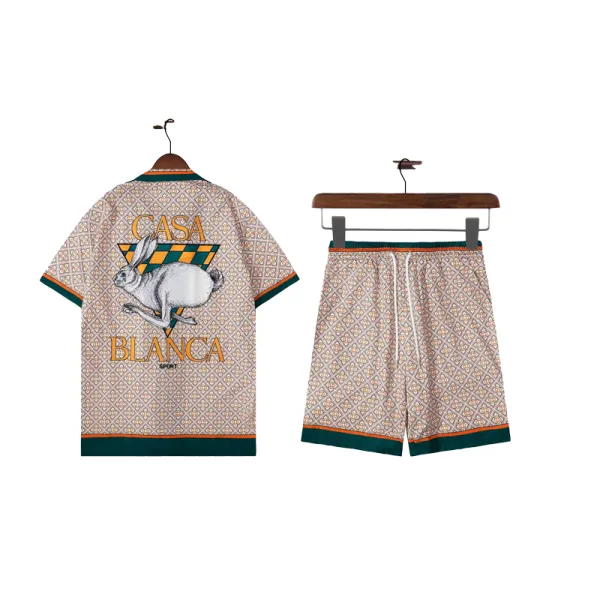 Casa Blanca Sport Rabbit Print Short-Sleeve Shirt and Shorts Set Multicolor - 1