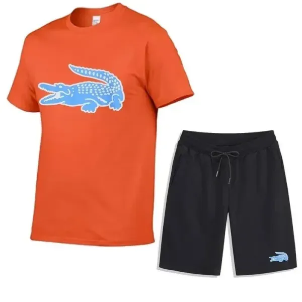 Lacoste Crocodile Logo Black T-Shirt and Shorts Set - 4