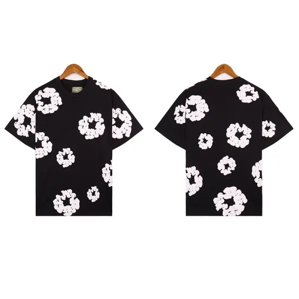 Off-White Floral Print Black T-Shirt - 1