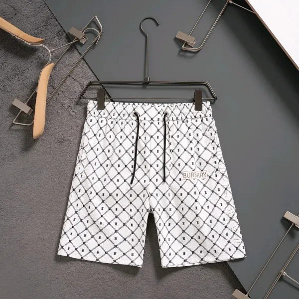 Burberry Monogram Diamond Print White Drawstring Shorts - 1