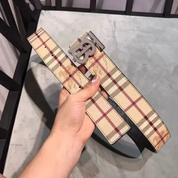 Burberry TB Monogram Check Belt Beige Multicolor Belt - 1