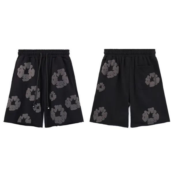 Off-White Circular Motif Print Black Shorts - 1