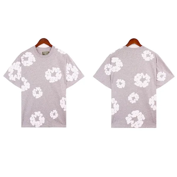 Design Floral Print Oversized T-Shirt Gray - 1