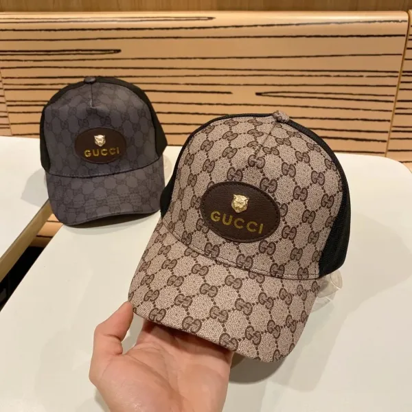 Gucci GG Monogram Trucker Cap Beige and Gray - 1