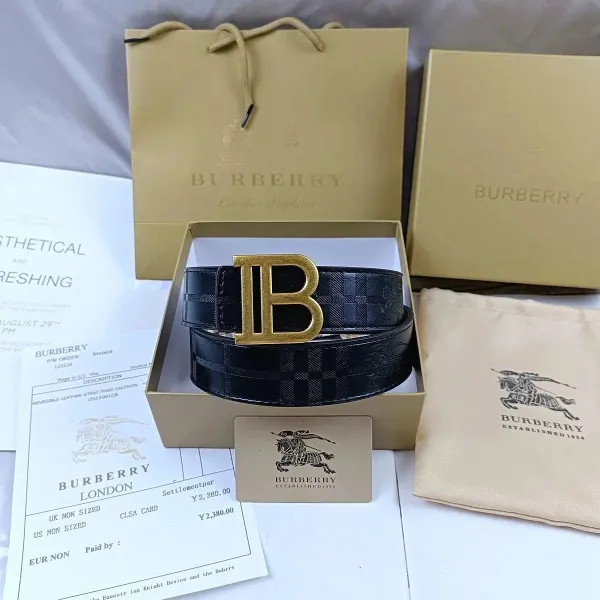 Burberry TB Monogram Check Belt Black Gold - 6