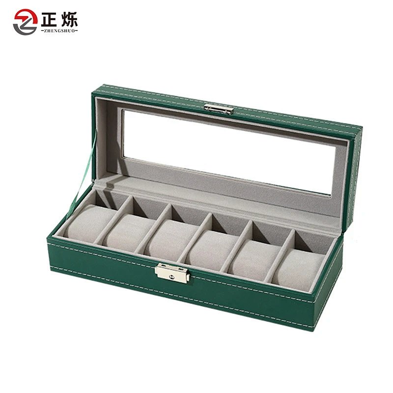 Leather Watch Box with Lock, Watch Storage Case, Jewelry & Bracelet Display Organizer