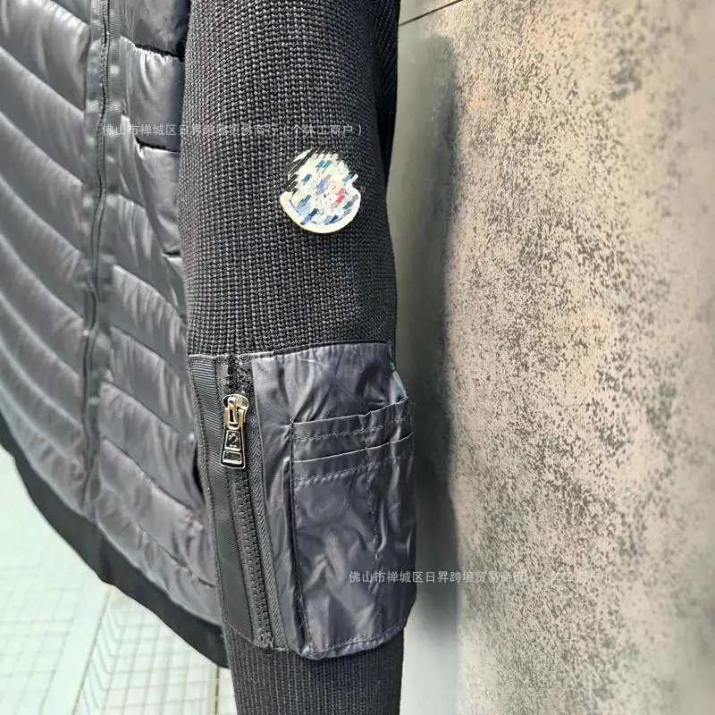 Knit Panel Hooded Down Jacket Warm Coat