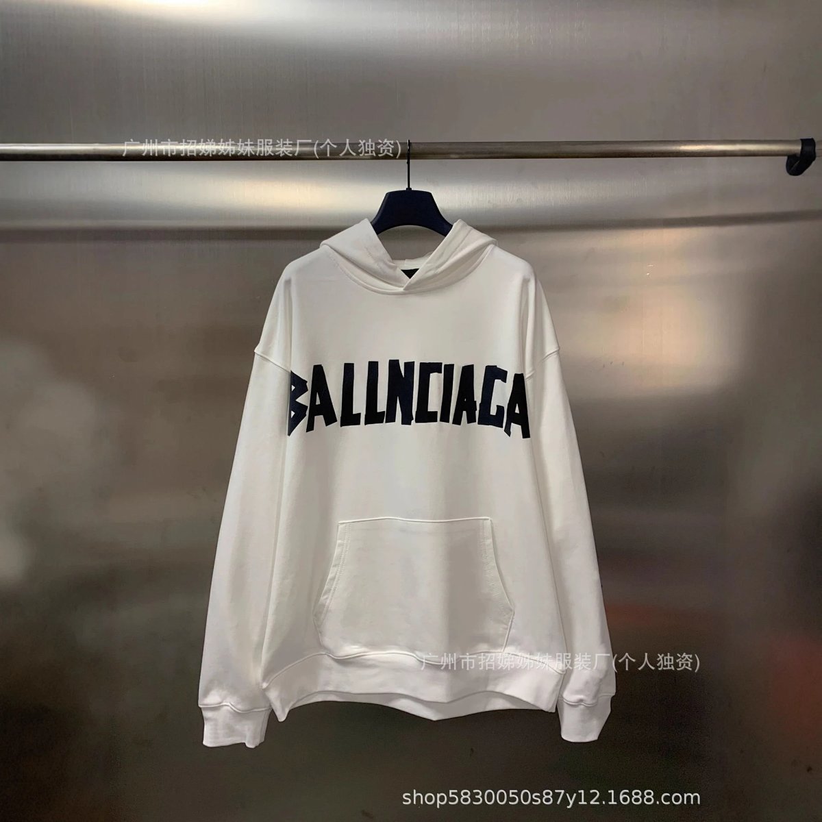 Autumn/Winter Tape Direct-Spray Print Hooded Long-Sleeve Sweatshirt