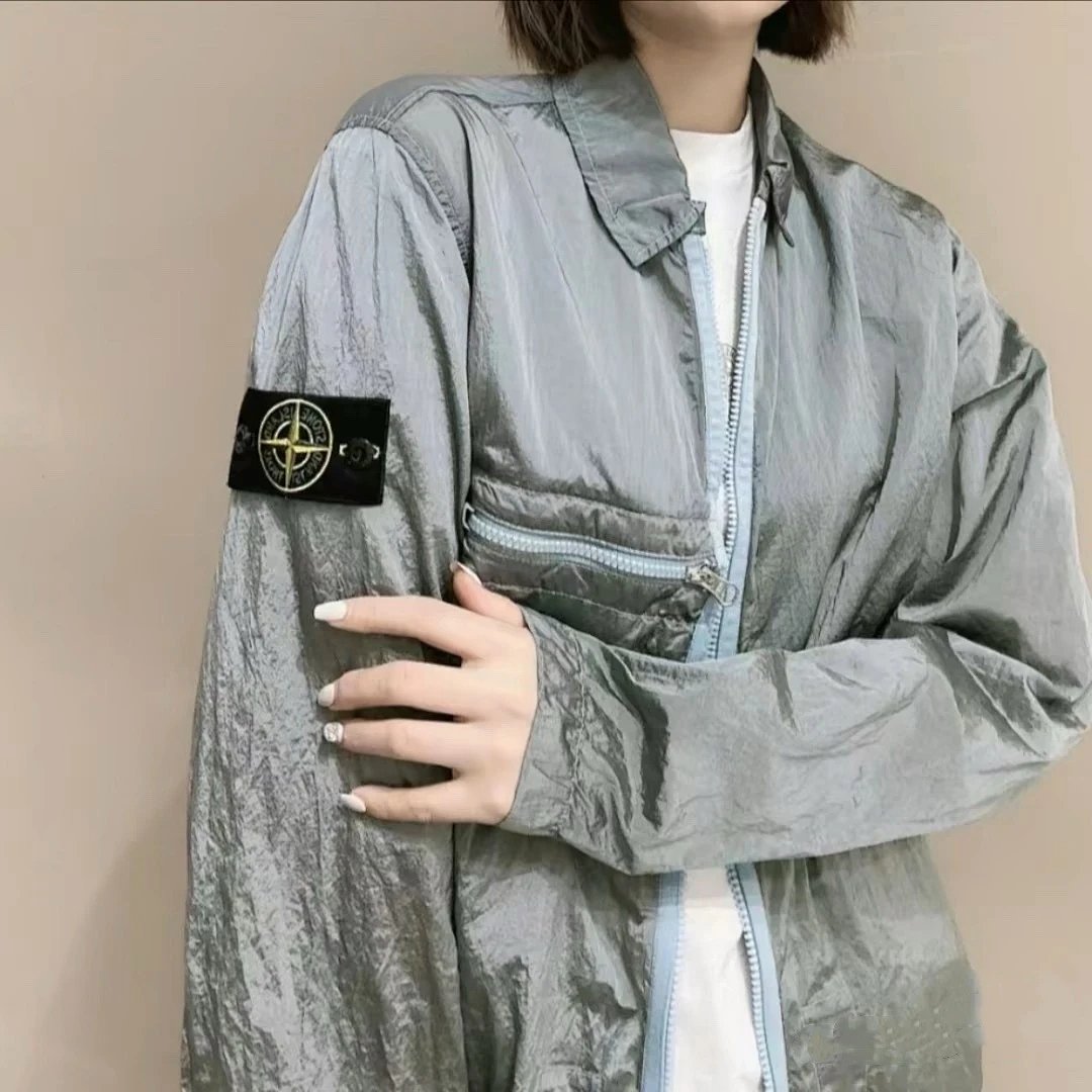STO Unisex Nylon Meta Metal Nylon Loose-Fit Long-Sleeve Zip Jacket