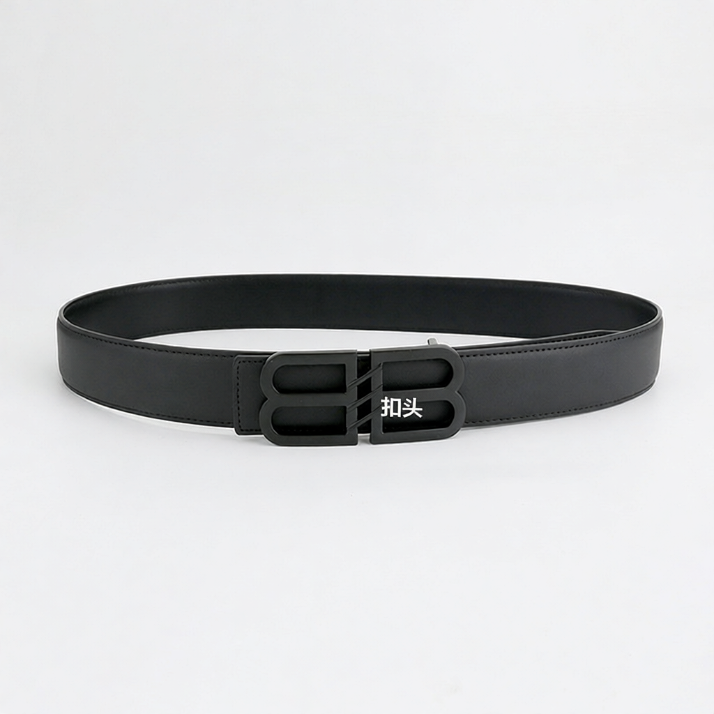Men's 3.8cm Belt – Smooth/Litchi Grain, BB Letter Buckle, Versatile Waistband