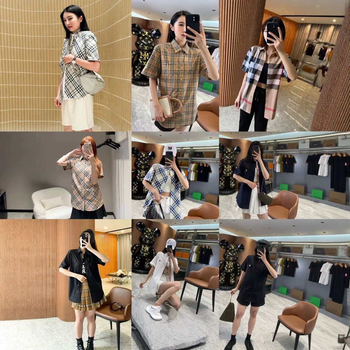 BBR New Twill Plaid Short-Sleeve Shirt Unisex High Quality