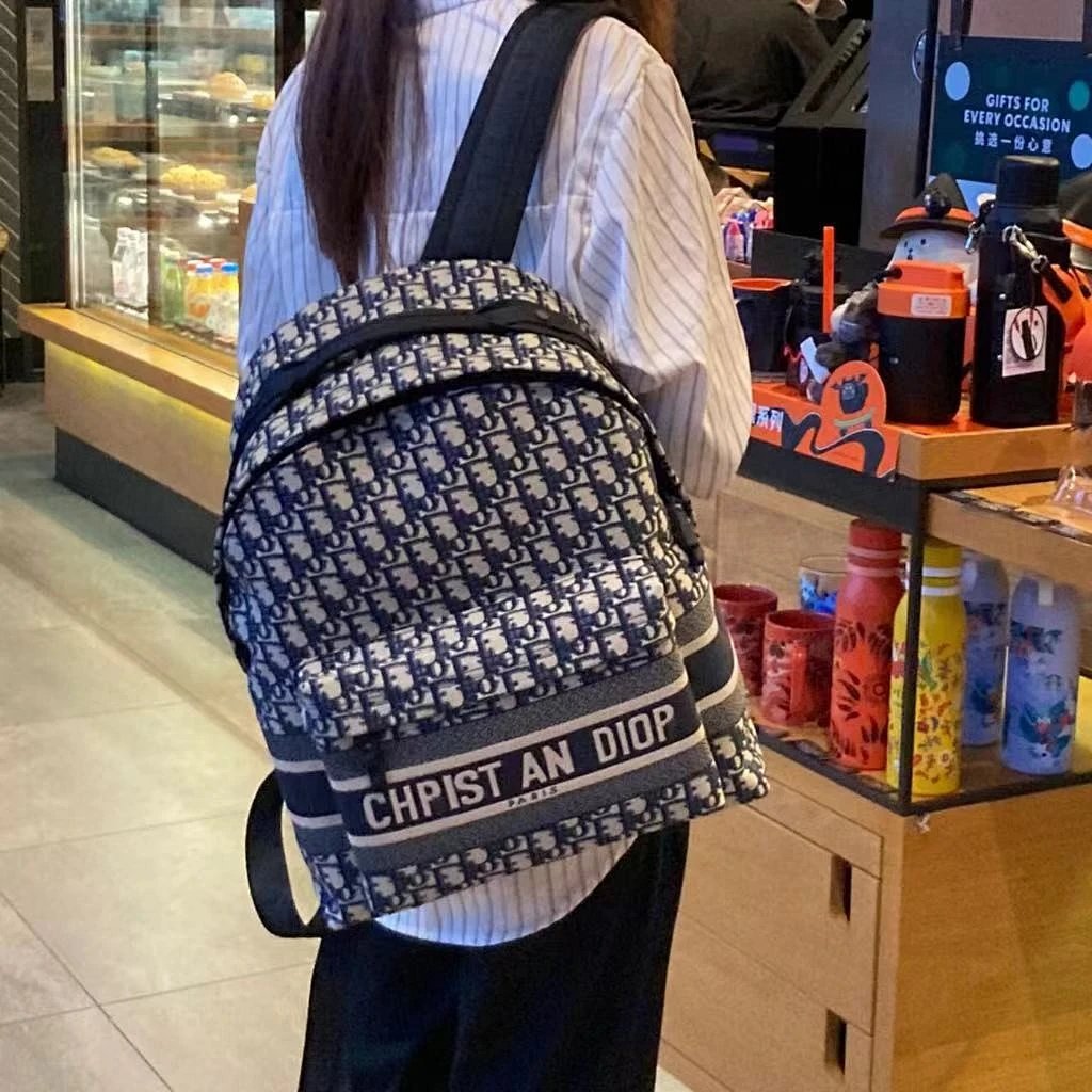 Unisex Jacquard Canvas Backpack Travel Bag