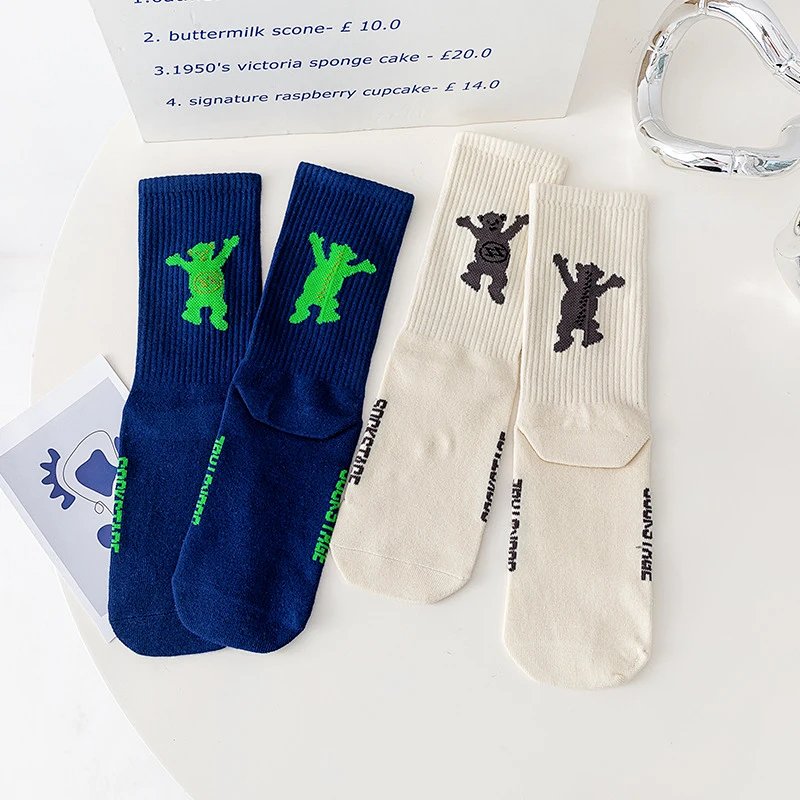 Dancing Bear Casual High-Street Long Socks