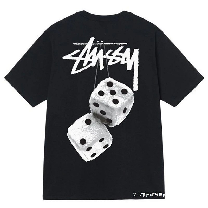 Short-Sleeve T-Shirt Dice Letter Basic American Streetwear