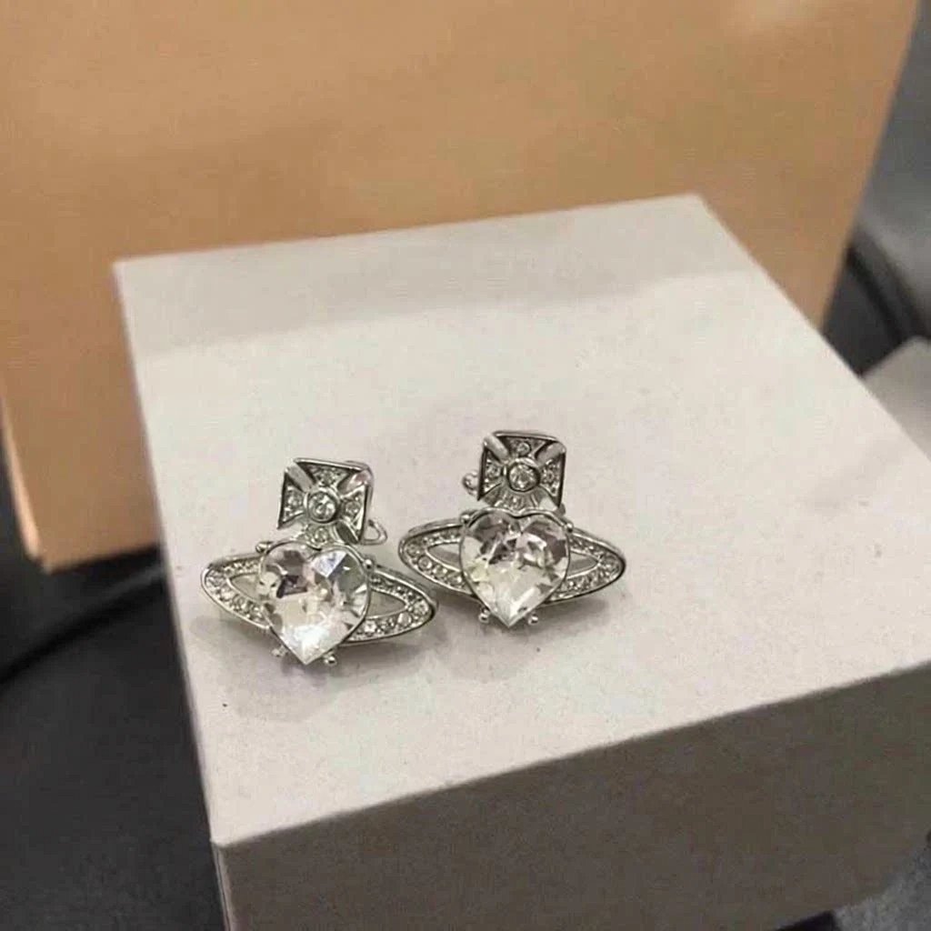 VW Heart Zircon Stud Earrings