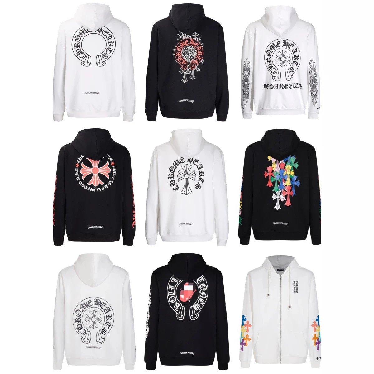 New CH Print Streetwear Unisex Zip-Up Hoodie Sweatshirt