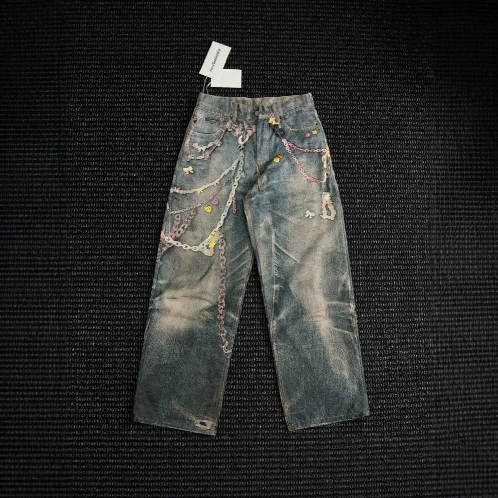 AC Print Washed Distressed Jeans