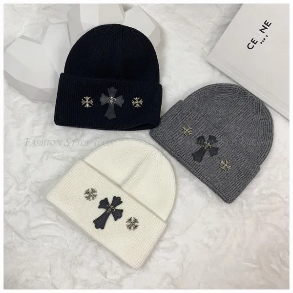Celine Cross-Embellished White Beanie - 5