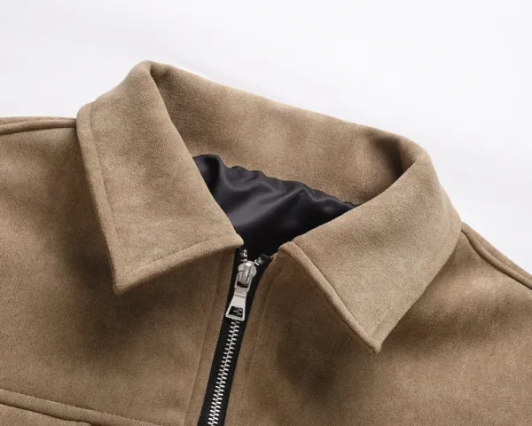 Design Suede Utility Jacket Beige Outerwear - 13