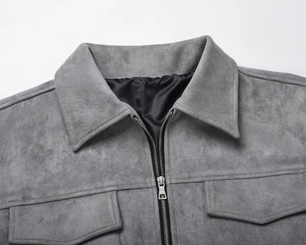Design Suede Utility Jacket Beige Outerwear - 21