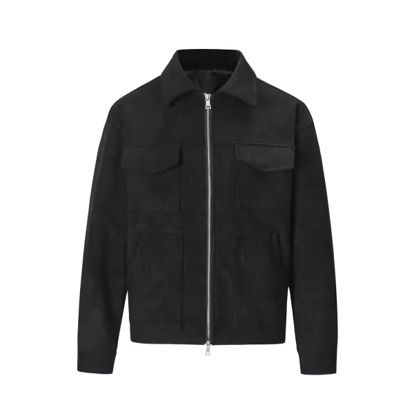 Design Suede Utility Jacket Beige Outerwear - 31