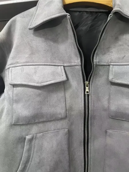 Design Suede Utility Jacket Beige Outerwear - 8