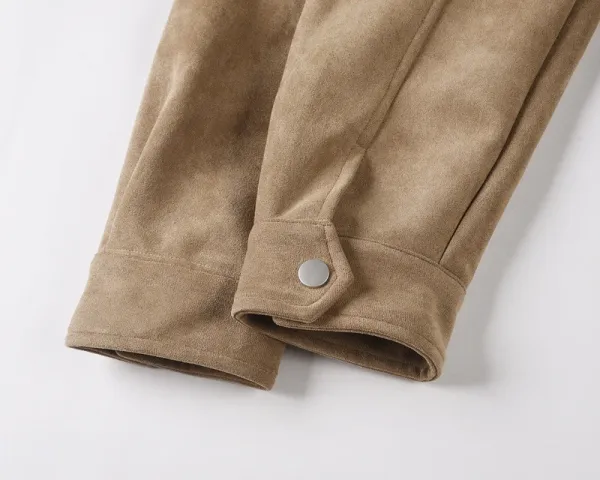 Design Suede Utility Jacket Beige Outerwear - 17