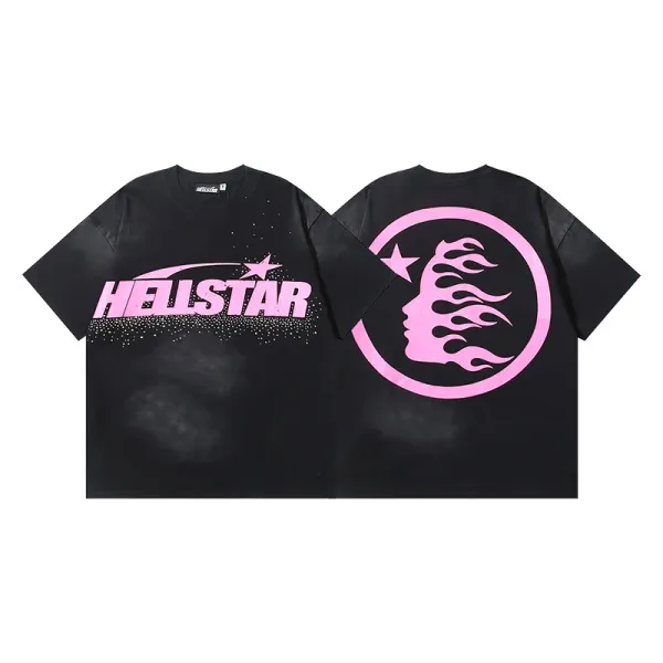 Hellstar Pink Flame Graphic Oversized T-Shirt - 1