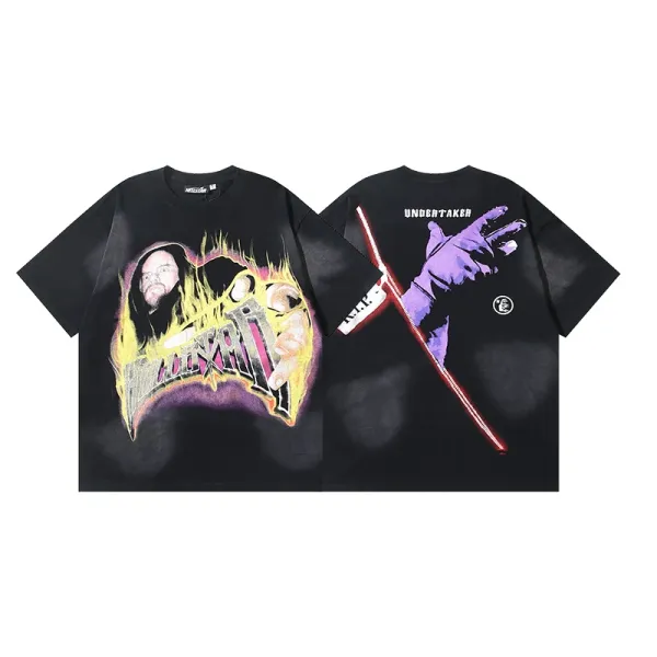 WWE x Unknown Brand Undertaker Graphic Oversized T-Shirt Black - 1