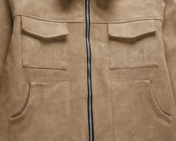 Design Suede Utility Jacket Beige Outerwear - 12