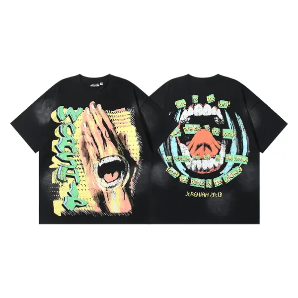 Design Graphic Print Oversized T-Shirt Black - 1