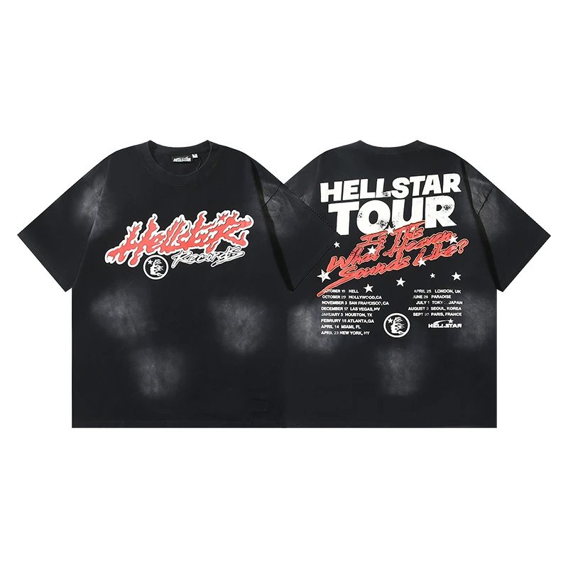 Hellstar Tour Graphic Print Black Oversized T-Shirt - 1